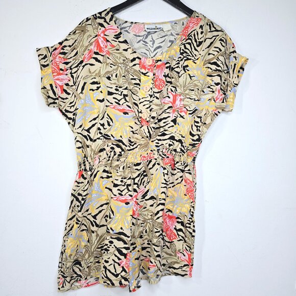 Vintage Wild Honey California Safari Rayon? VNEck Romper - Picture 1 of 6